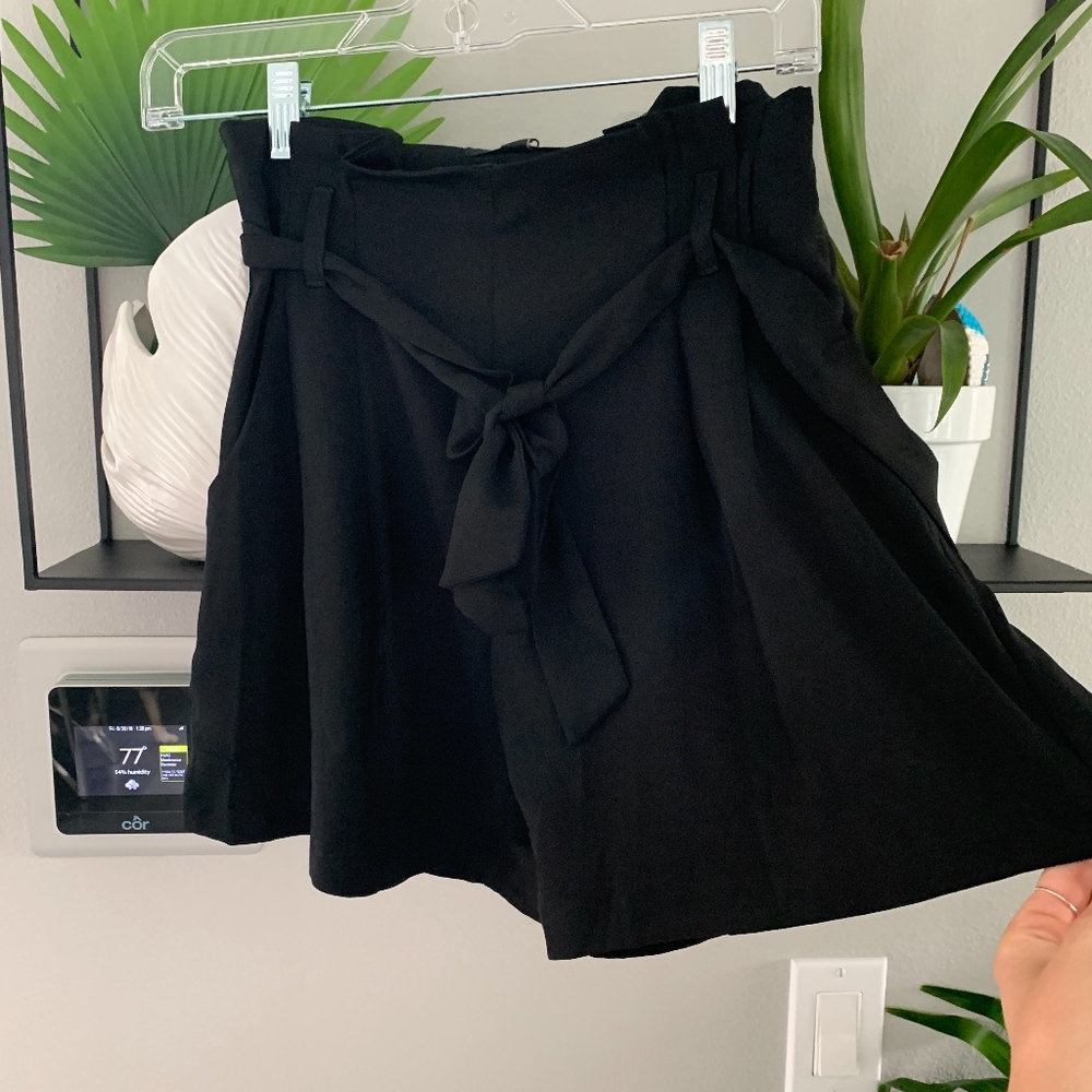Flowly black paper bag shorts